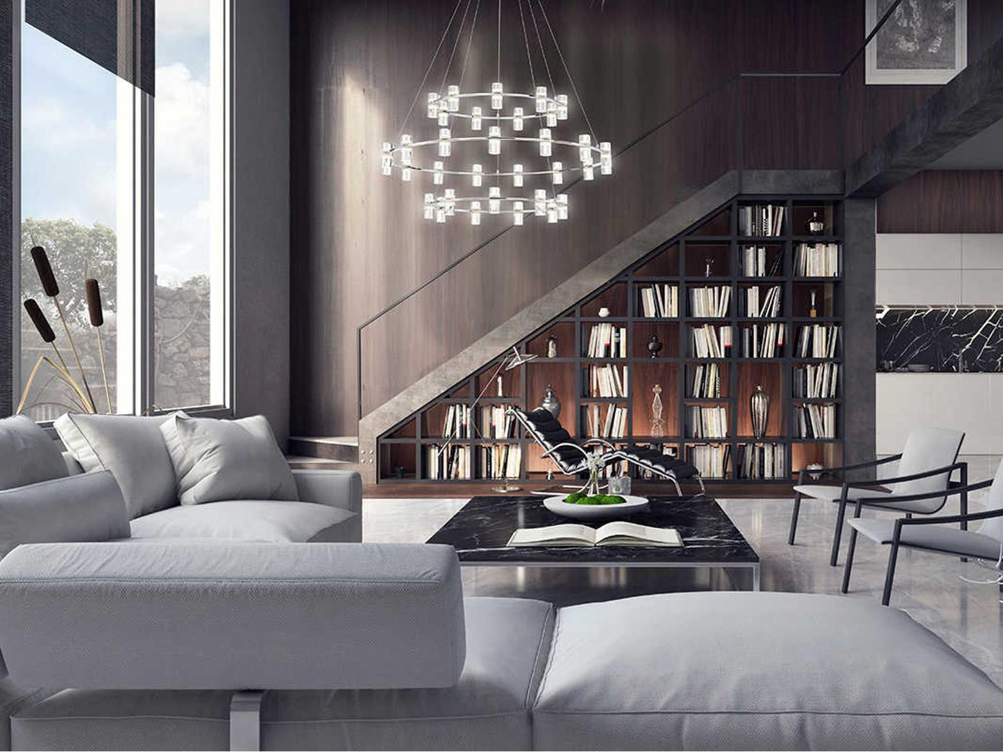 Eurofase Netto 33-Light Integrated LED Round Chandelier in Chrome