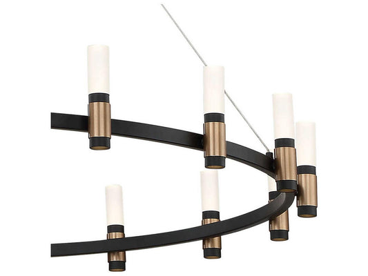 Eurofase Albany 21-Light LED Round Chandelier in Deep Black and Brass