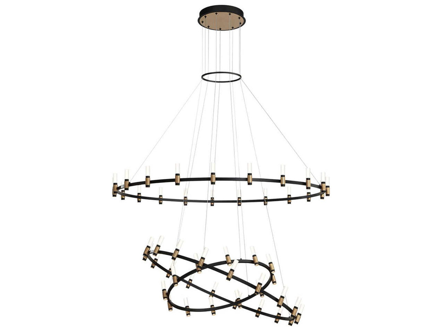 Eurofase Albany 51-Light 60-Inch 3-Tier LED Chandelier in Deep Black and Brass