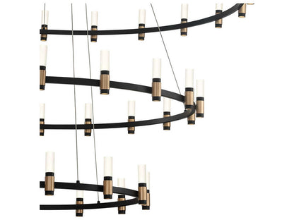 Eurofase Albany 51-Light 60-Inch 3-Tier LED Chandelier in Deep Black and Brass
