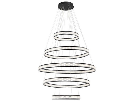 Eurofase Forster 584-Light Black Round Tiered Chandelier with White Acrylic