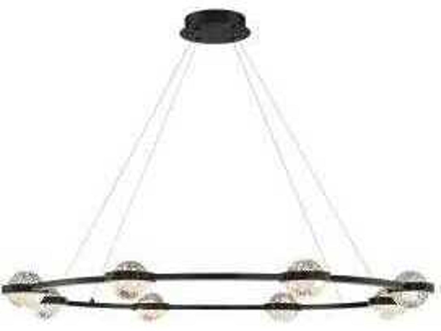 Eurofase Circolo 8-Light LED Chandelier in Black with Clear Seeded Glass Orbs