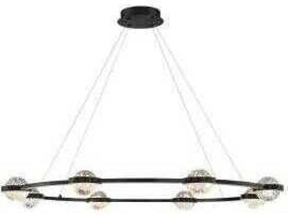 Eurofase Circolo 8-Light LED Chandelier in Black with Clear Seeded Glass Orbs