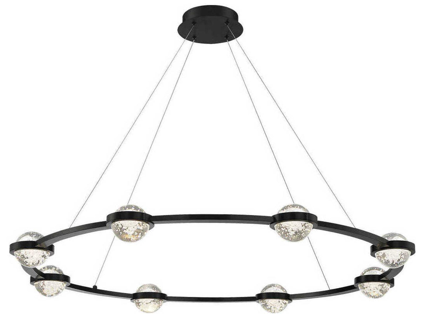 Eurofase Circolo 8-Light LED Chandelier in Black with Clear Seeded Glass Orbs