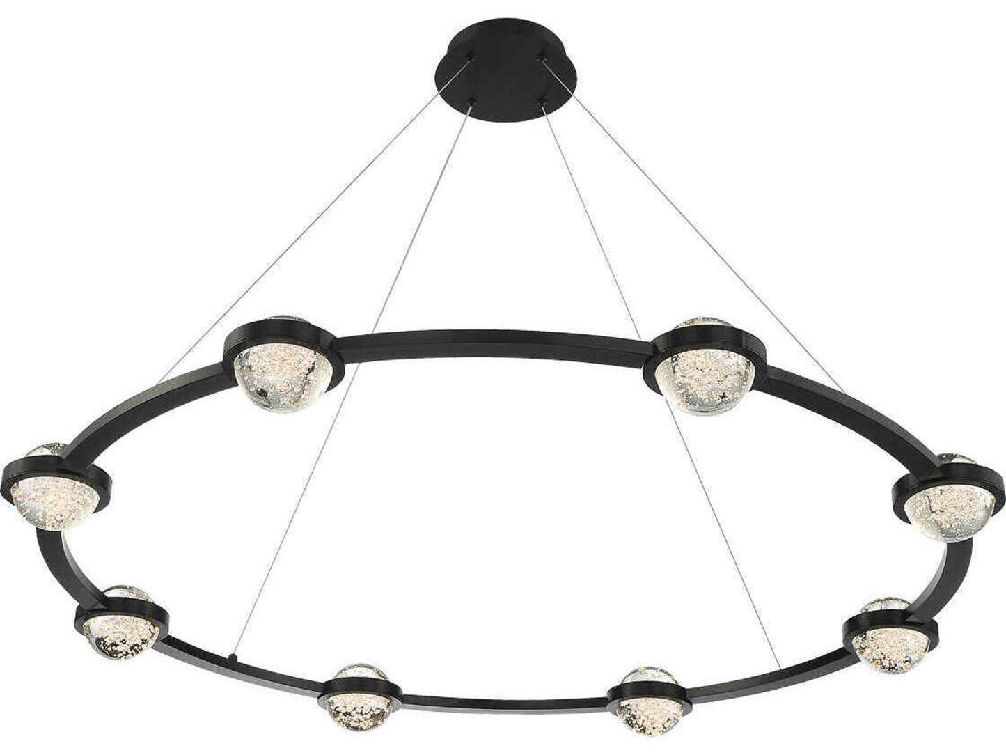 Eurofase Circolo 8-Light LED Chandelier in Black with Clear Seeded Glass Orbs