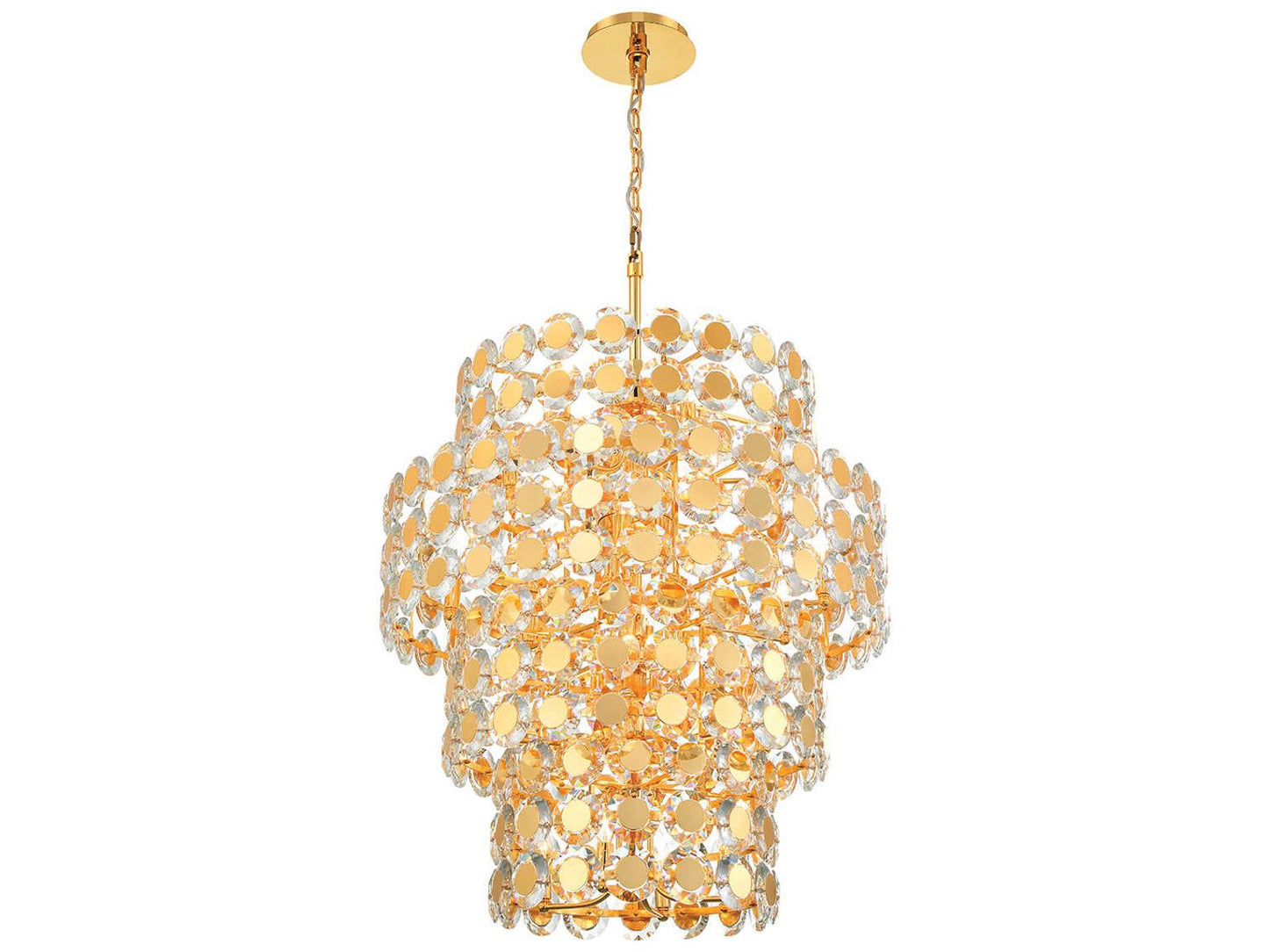 Eurofase Perrene 24-Light Gold Crystal Tiered Chandelier