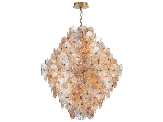 Eurofase Sue-Anne 27-Light Plated Brass Geometric Linear Chandelier