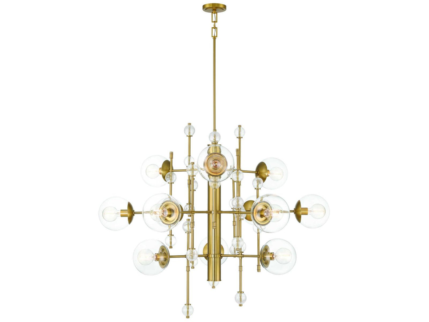 Eurofase 12-Light Traiton Chandelier in Gold with Clear Glass Globes