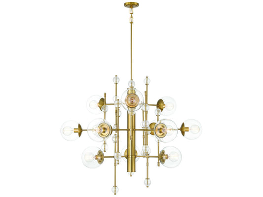Eurofase 12-Light Traiton Chandelier in Gold with Clear Glass Globes