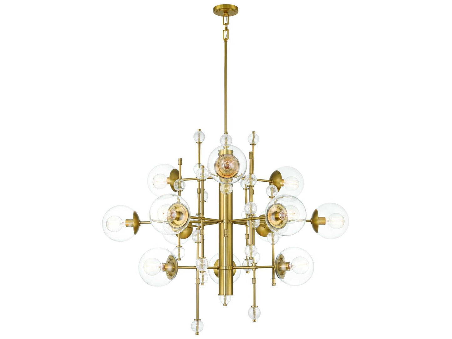 Eurofase 12-Light Traiton Chandelier in Gold with Clear Glass Globes