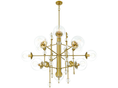 Eurofase 12-Light Traiton Chandelier in Gold with Clear Glass Globes