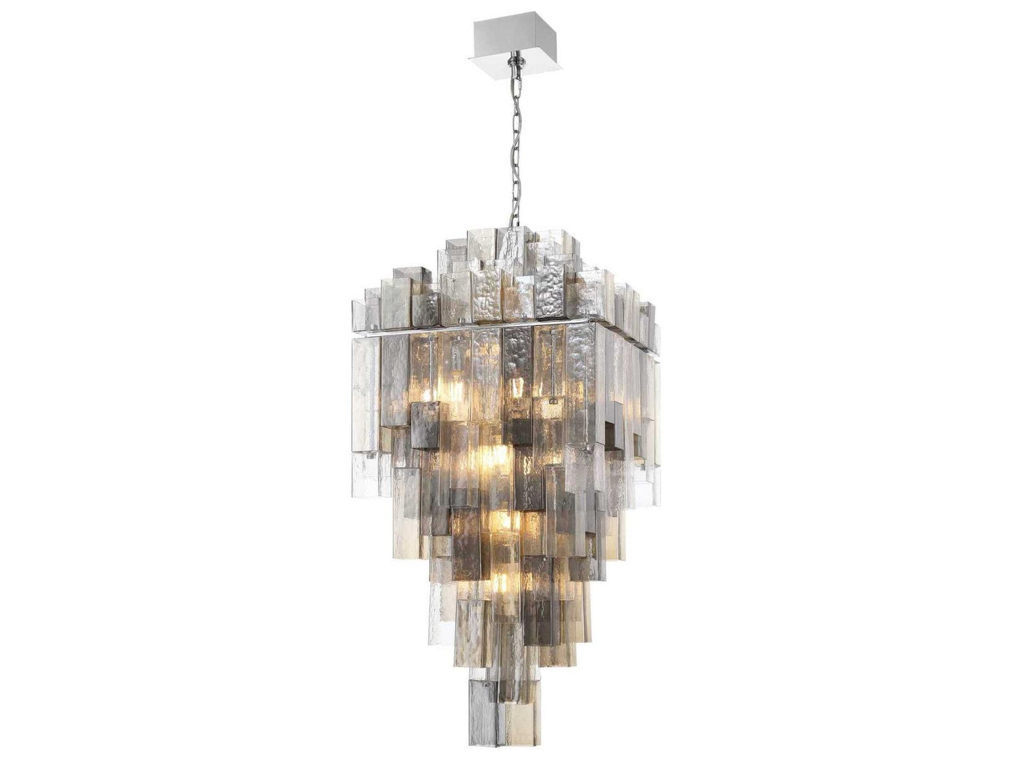 Eurofase Altesa 20-Light Chrome Geometric Chandelier with Mixed Glass