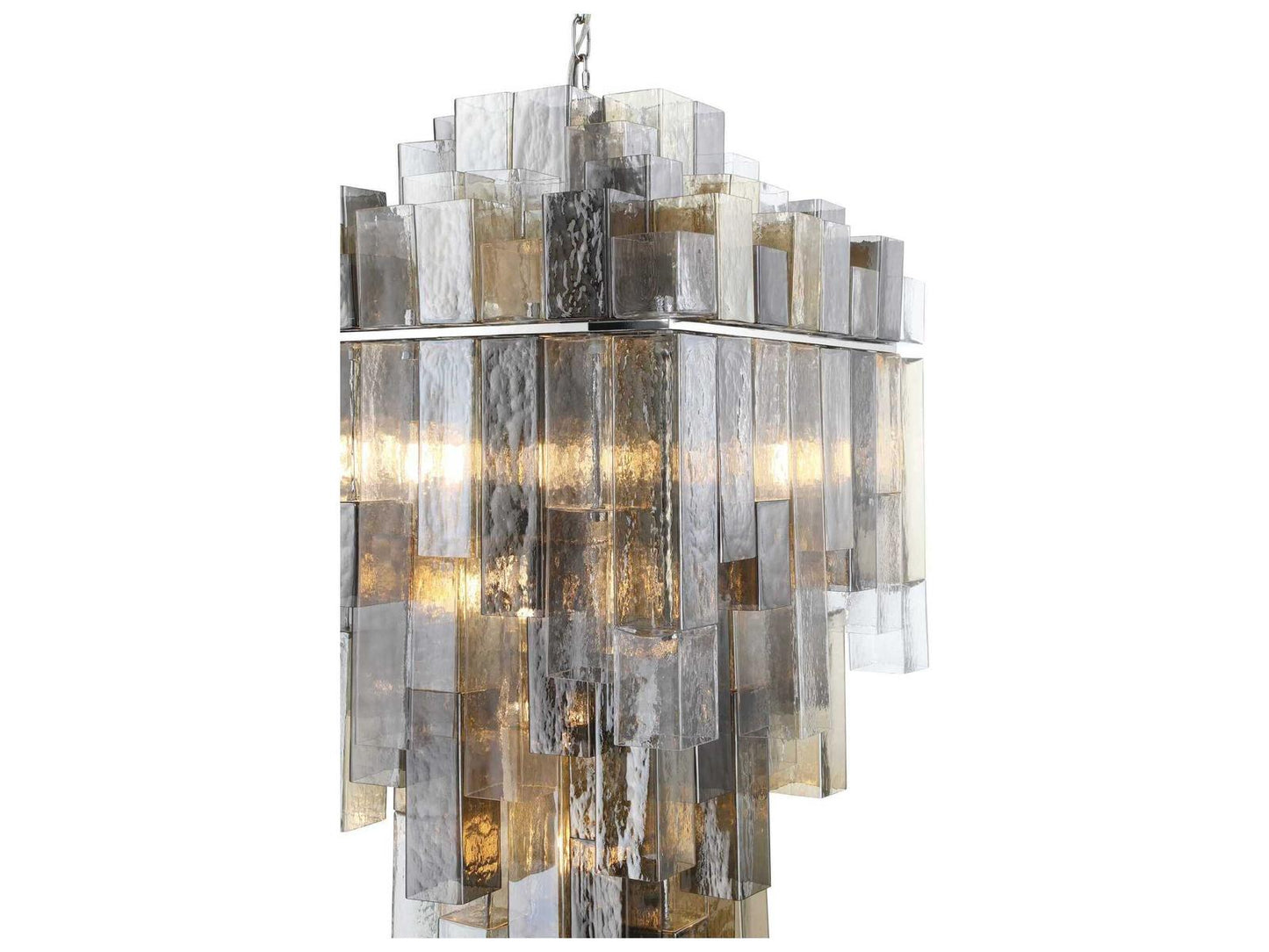 Eurofase Altesa 20-Light Chrome Geometric Chandelier with Mixed Glass