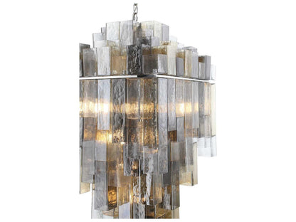 Eurofase Altesa 20-Light Chrome Geometric Chandelier with Mixed Glass