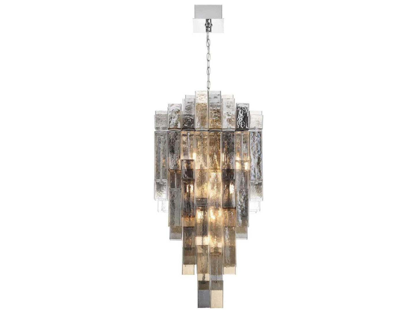 Eurofase Altesa 20-Light Chrome Geometric Chandelier with Mixed Glass