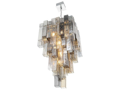 Eurofase Altesa 20-Light Chrome Geometric Chandelier with Mixed Glass