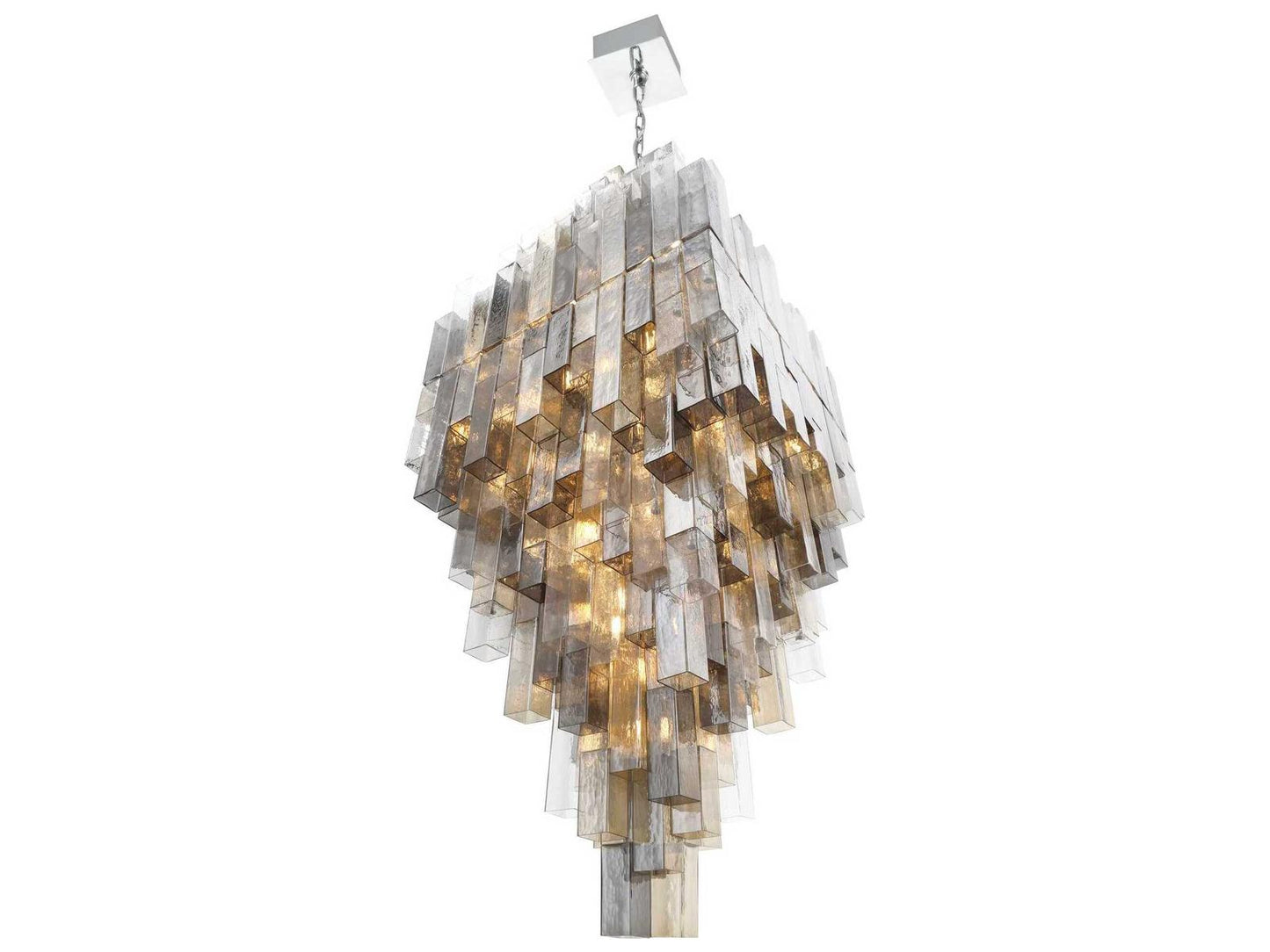 Eurofase Altesa 68-Light Geometric Chandelier in Chrome with Clear Glass