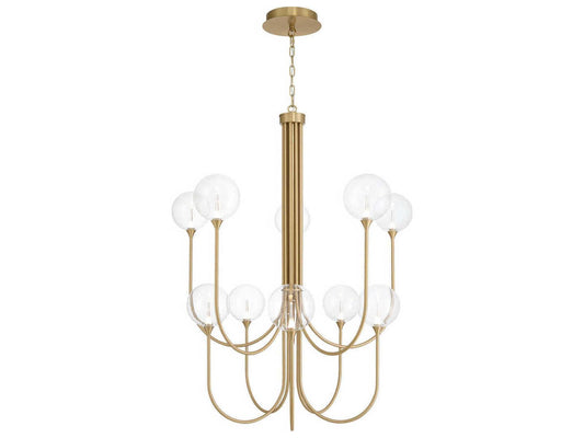Eurofase Iissa 10-Light Gold Chandelier with Glass Globes