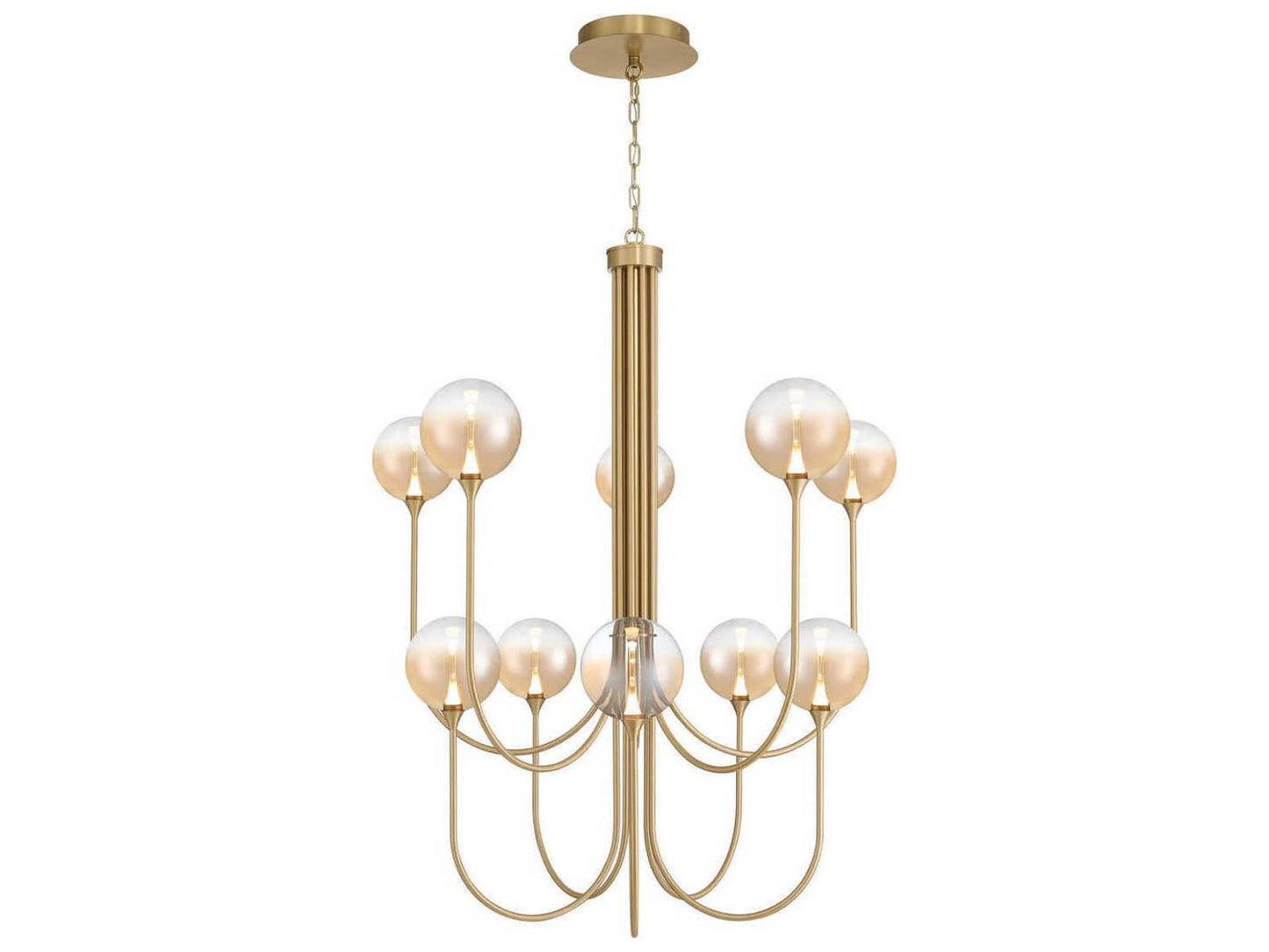 Eurofase Iissa 10-Light Gold Chandelier with Glass Globes