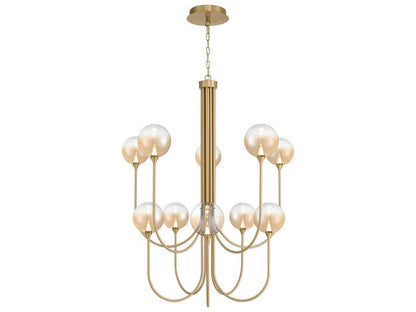 Eurofase Iissa 10-Light Gold Chandelier with Glass Globes