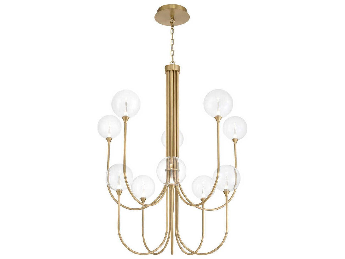 Eurofase Iissa 10-Light Gold Chandelier with Glass Globes