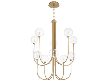 Eurofase Iissa 10-Light Gold Chandelier with Glass Globes