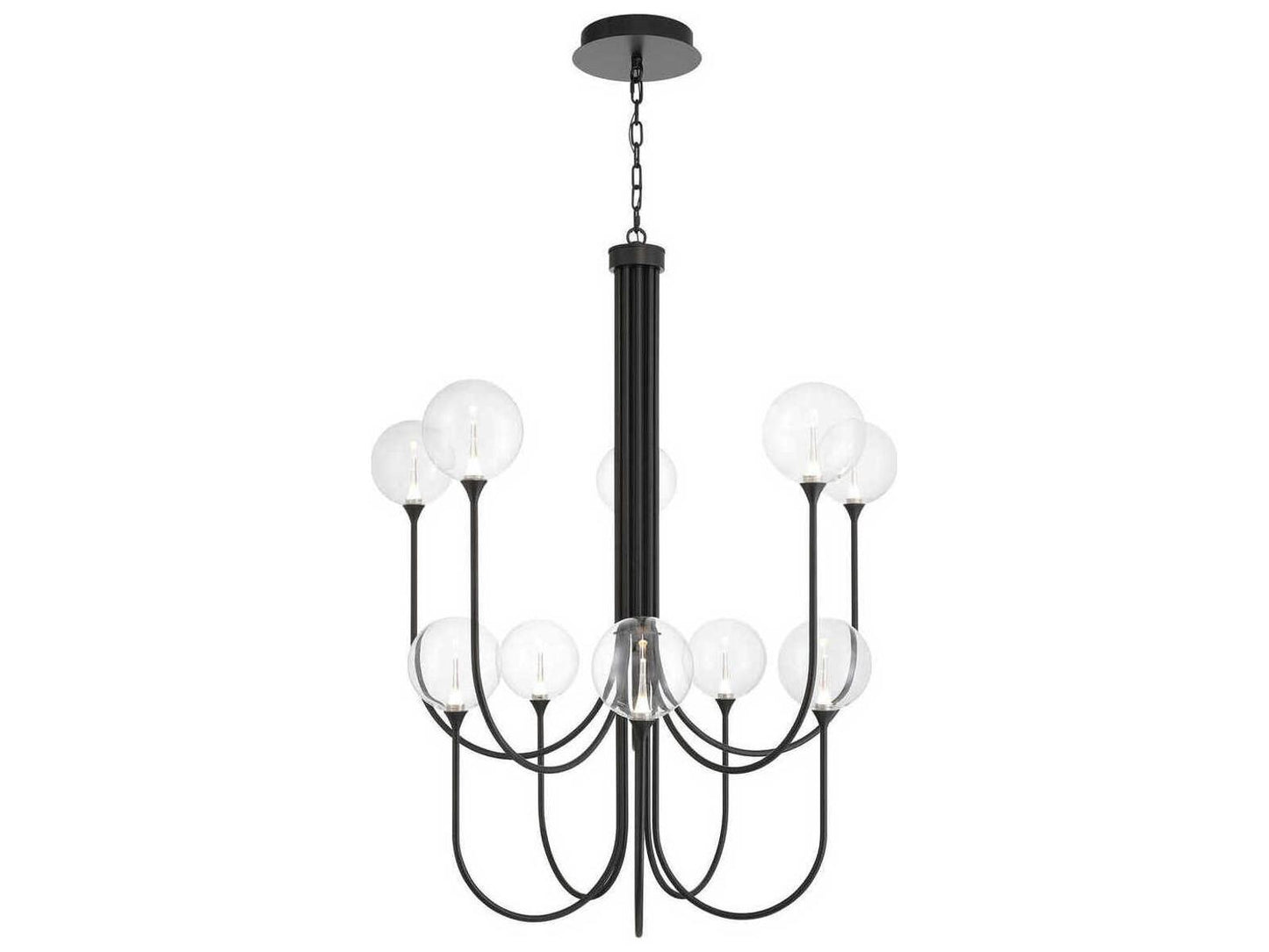 Eurofase Iissa 10-Light Black Globe Chandelier with Smoked Glass