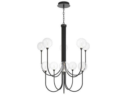 Eurofase Iissa 10-Light Black Globe Chandelier with Smoked Glass