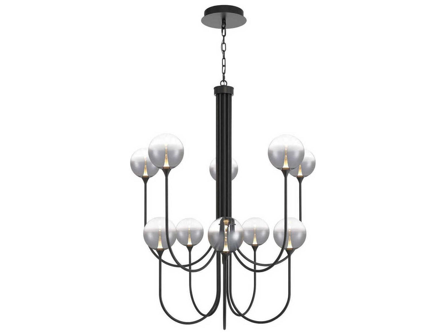 Eurofase Iissa 10-Light Black Globe Chandelier with Smoked Glass