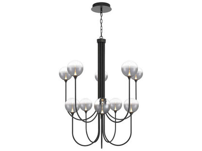 Eurofase Iissa 10-Light Black Globe Chandelier with Smoked Glass