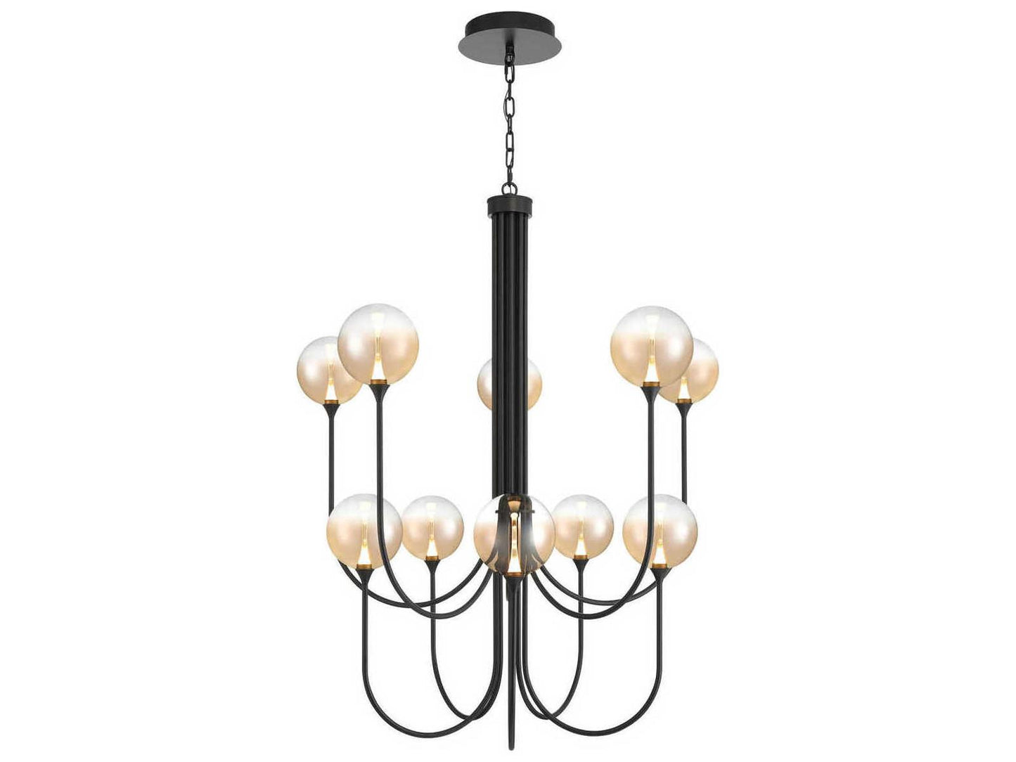 Eurofase Iissa 10-Light Black Globe Chandelier with Smoked Glass