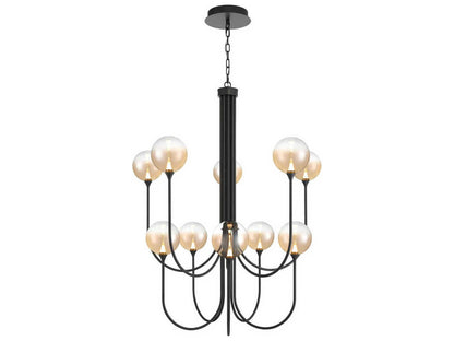 Eurofase Iissa 10-Light Black Globe Chandelier with Smoked Glass