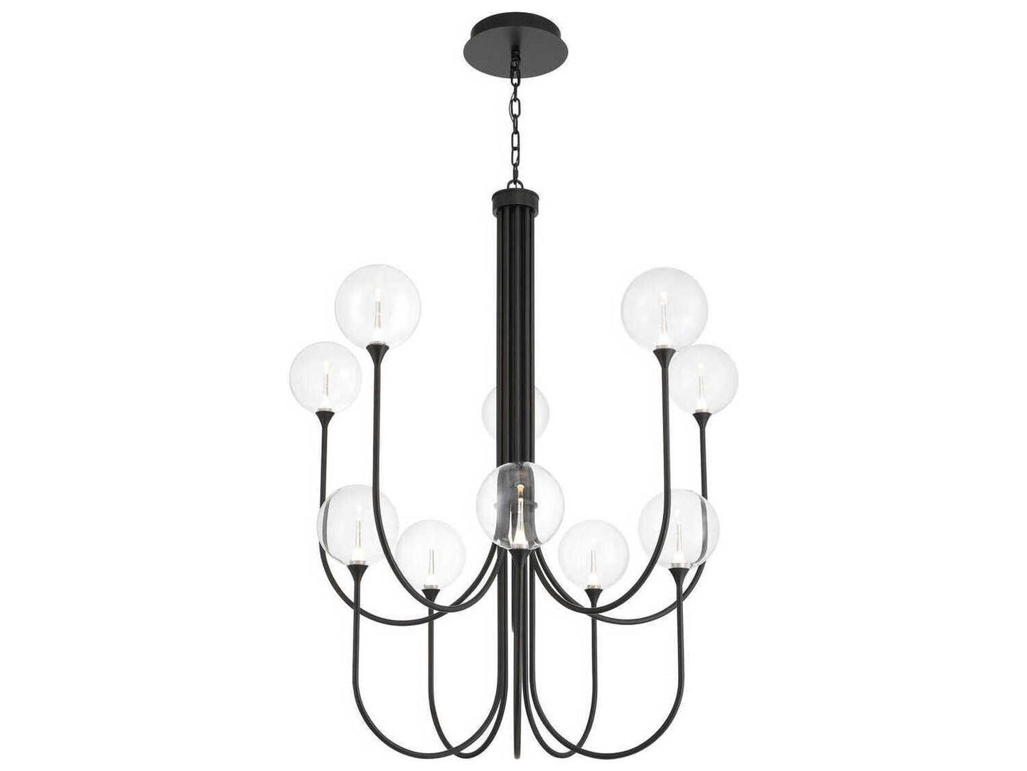 Eurofase Iissa 10-Light Black Globe Chandelier with Smoked Glass