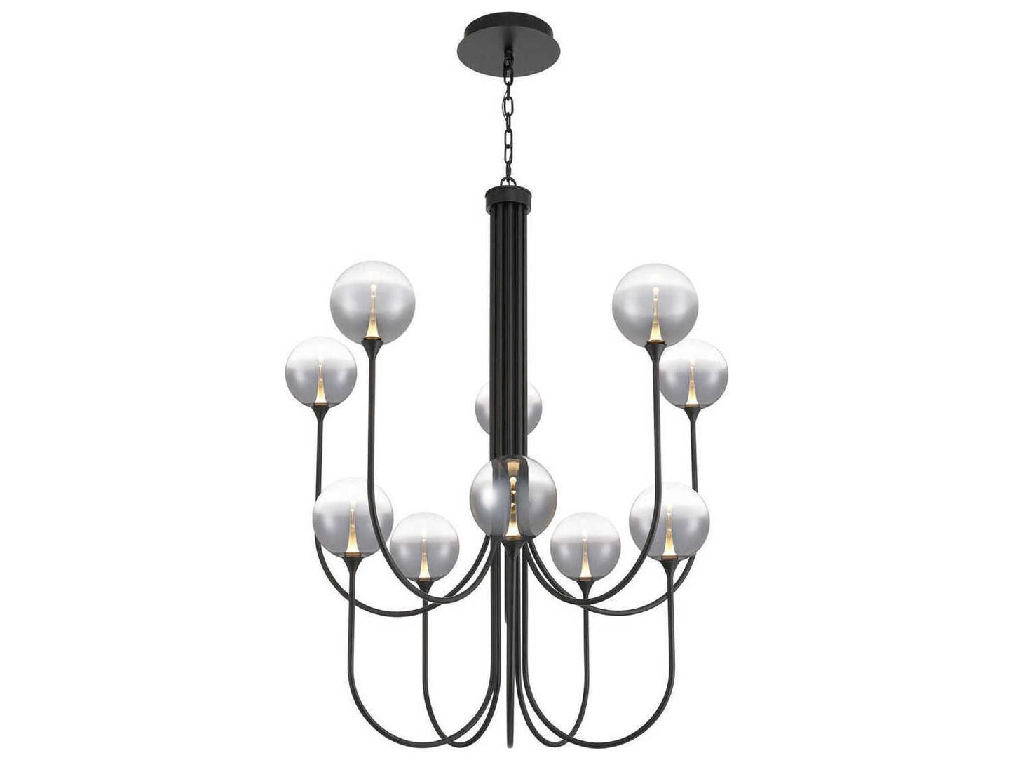 Eurofase Iissa 10-Light Black Globe Chandelier with Smoked Glass