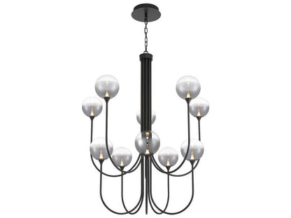 Eurofase Iissa 10-Light Black Globe Chandelier with Smoked Glass