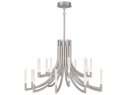 Eurofase Olette 20-Light Linear Chandelier in Satin Nickel with Frosted Acrylic Rods