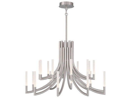 Eurofase Olette 20-Light Linear Chandelier in Satin Nickel with Frosted Acrylic Rods