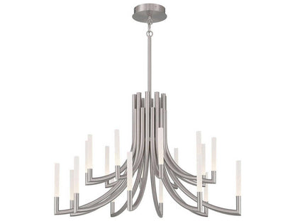 Eurofase Olette 20-Light Linear Chandelier in Satin Nickel with Frosted Acrylic Rods