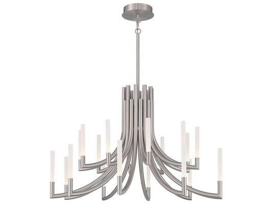 Eurofase Olette 20-Light Linear Chandelier in Satin Nickel with Frosted Acrylic Rods
