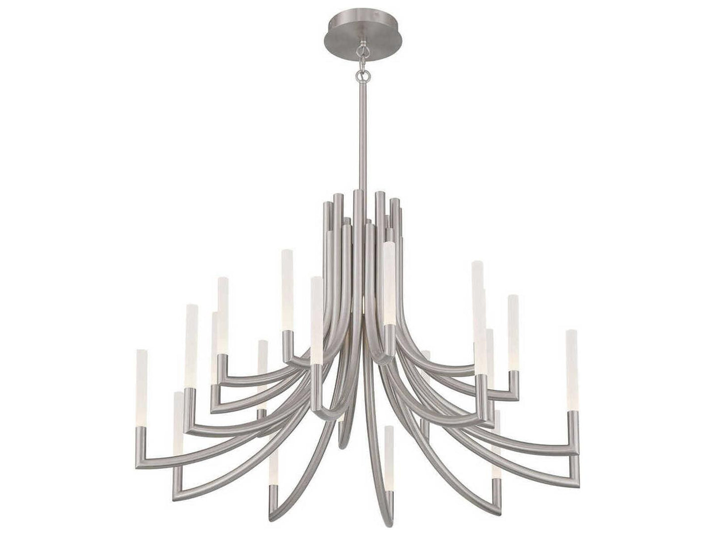 Eurofase Olette 20-Light Linear Chandelier in Satin Nickel with Frosted Acrylic Rods