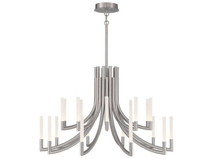 Eurofase Olette 20-Light Linear Chandelier in Satin Nickel with Frosted Acrylic Rods