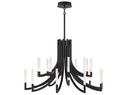 Eurofase Olette 20-Light Linear Chandelier in Matte Black with Frosted Acrylic