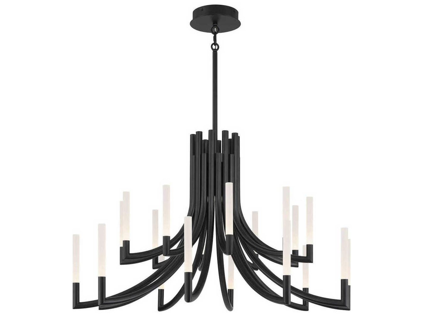 Eurofase Olette 20-Light Linear Chandelier in Matte Black with Frosted Acrylic