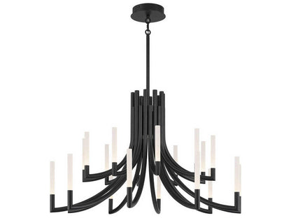 Eurofase Olette 20-Light Linear Chandelier in Matte Black with Frosted Acrylic