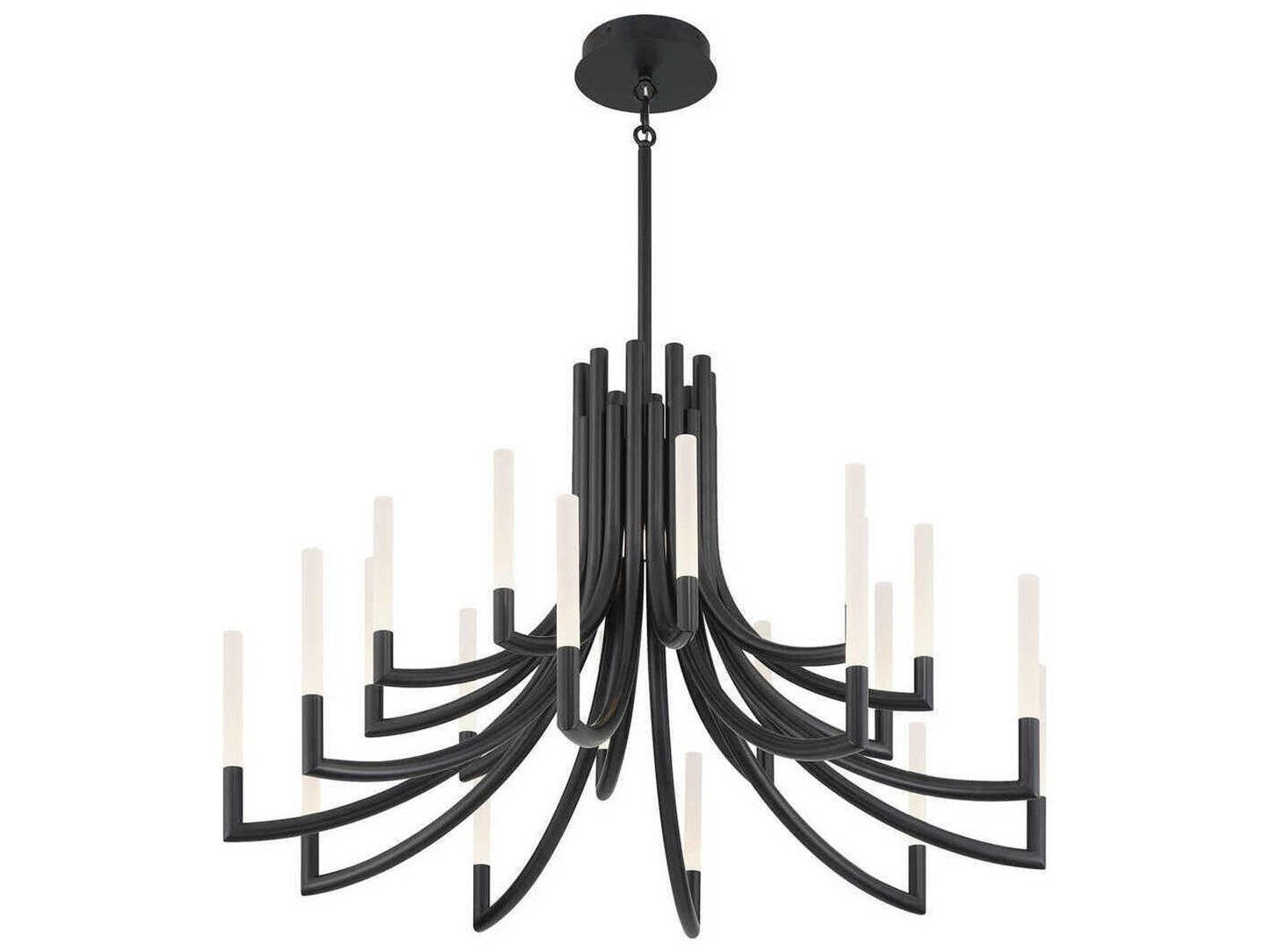 Eurofase Olette 20-Light Linear Chandelier in Matte Black with Frosted Acrylic