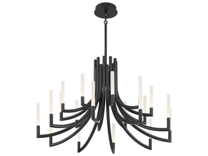Eurofase Olette 20-Light Linear Chandelier in Matte Black with Frosted Acrylic