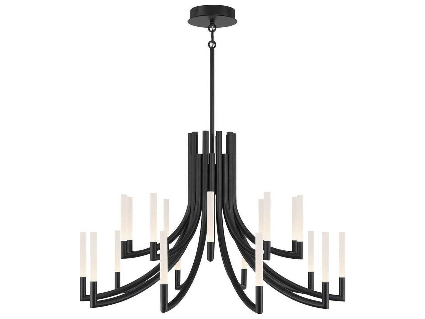 Eurofase Olette 20-Light Linear Chandelier in Matte Black with Frosted Acrylic