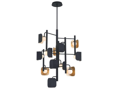 Eurofase Cornice 12-Light Gold Black Geometric LED Chandelier
