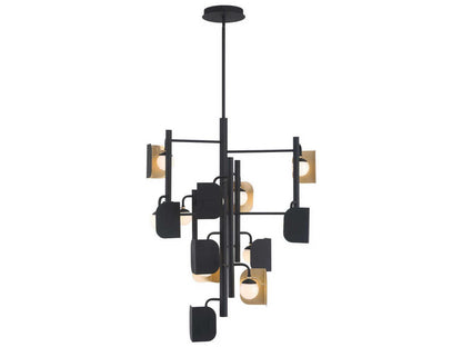 Eurofase Cornice 12-Light Gold Black Geometric LED Chandelier