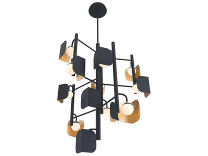 Eurofase Cornice 12-Light Gold Black Geometric LED Chandelier